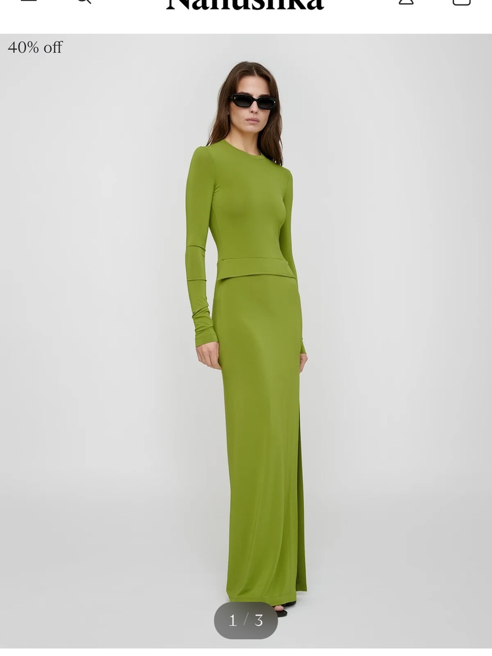 Nanushka Olive Green Long Sleeve Maxi Dress